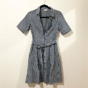 🖤🤍Summer Midi Black and White Plaid Cotton Belted Dress Size EU S, US XS/S